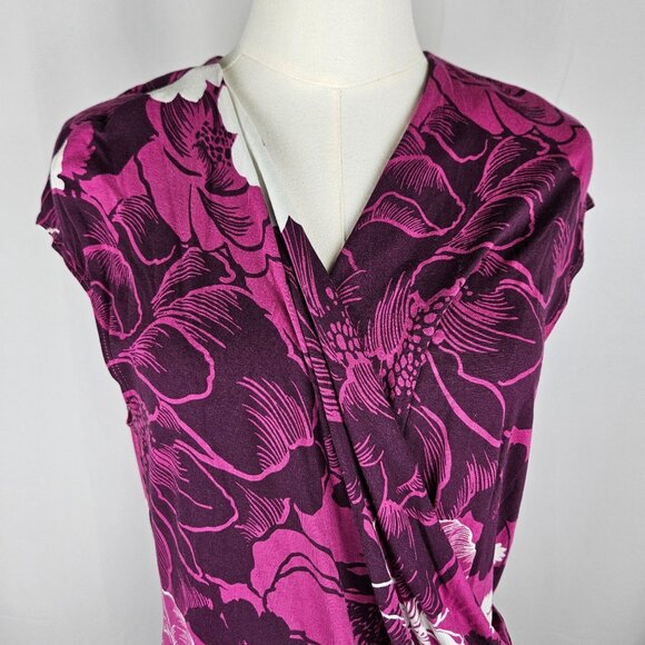 Tommy Bahama Dress Size XL Foral Purple Sleeveless Faux Wrap Tropical - Picture 2 of 9